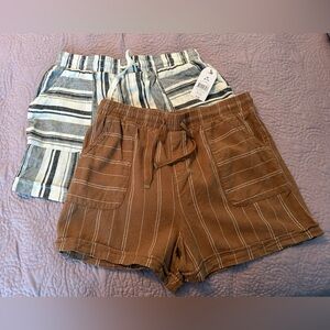 Time and Tru Black and White  & Brown and White Striped Shorts